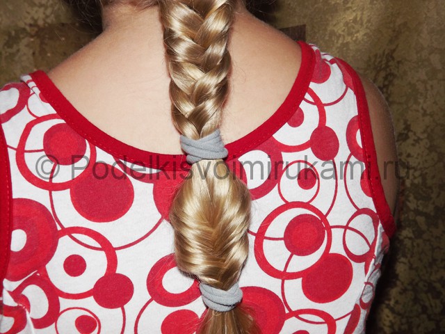 Плетение косичка для девочек «Рыбий хвостик» - фото 6.