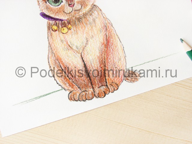 Рисуем кошку цветными карандашами - фото 18.