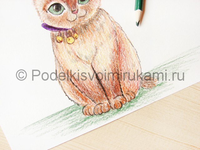 Рисуем кошку цветными карандашами - фото 19.