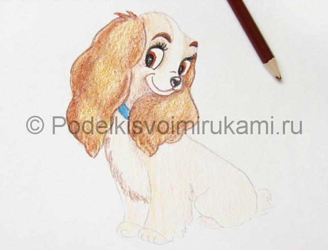 Рисуем собаку цветными карандашами - фото 17.
