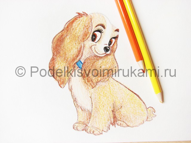 Рисуем собаку цветными карандашами - фото 22.