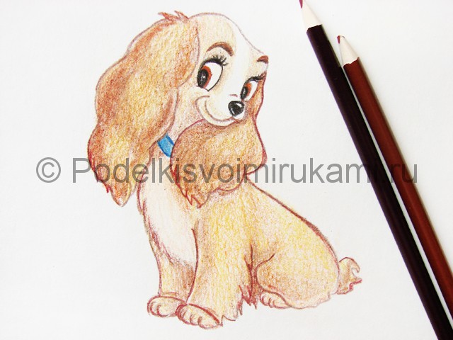 Рисуем собаку цветными карандашами - фото 23.