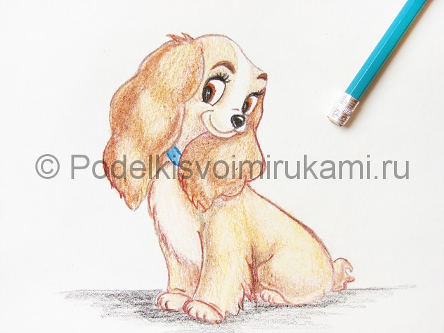 Рисуем собаку цветными карандашами - фото 26.