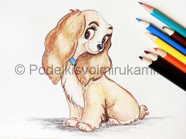 Рисуем собаку цветными карандашами - фото 27.