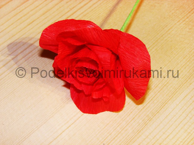 Изготовление розы из гофрированной бумаги - фото 18.