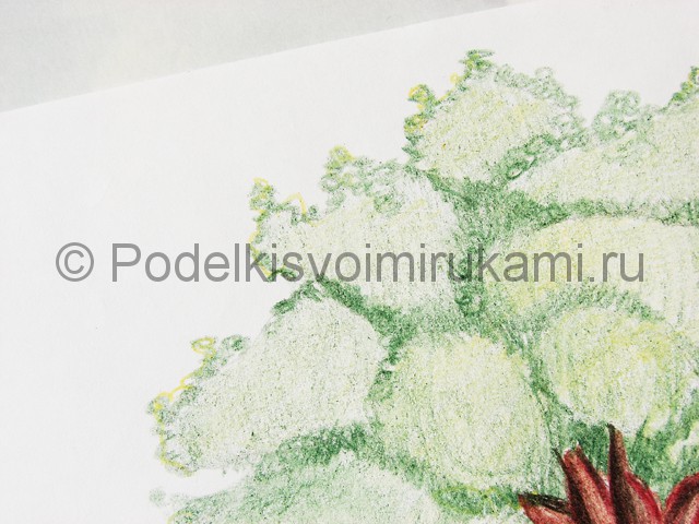 Рисуем дерево цветными карандашами - фото 21.