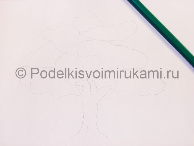 Рисуем дерево цветными карандашами - фото 3.