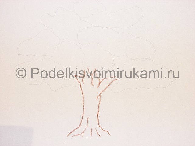 Рисуем дерево цветными карандашами - фото 4.