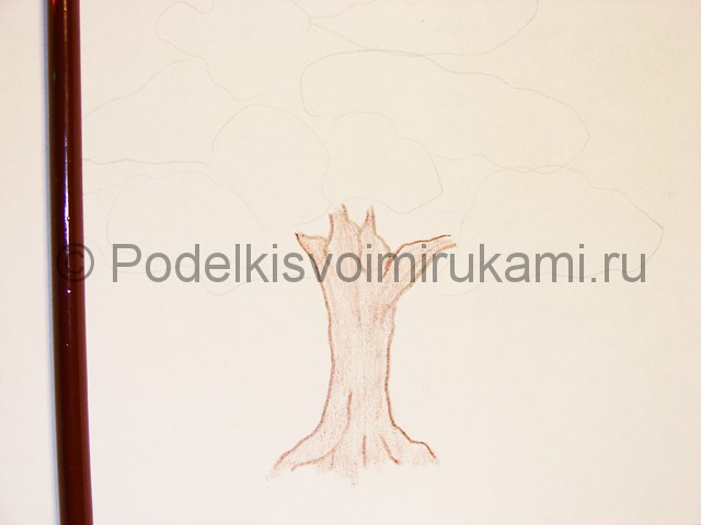 Рисуем дерево цветными карандашами - фото 5.