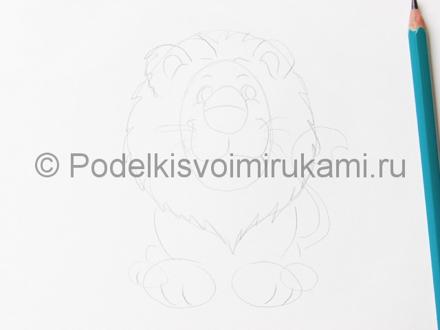 Рисуем льва цветными карандашами - фото 5.