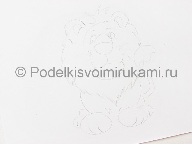 Рисуем льва цветными карандашами - фото 6.
